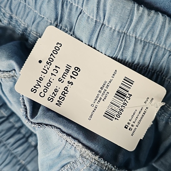 Simple by Suzanne Betro‎ Shirred-Yoke Crop Pants Size Small NWT - Picture 4 of 6